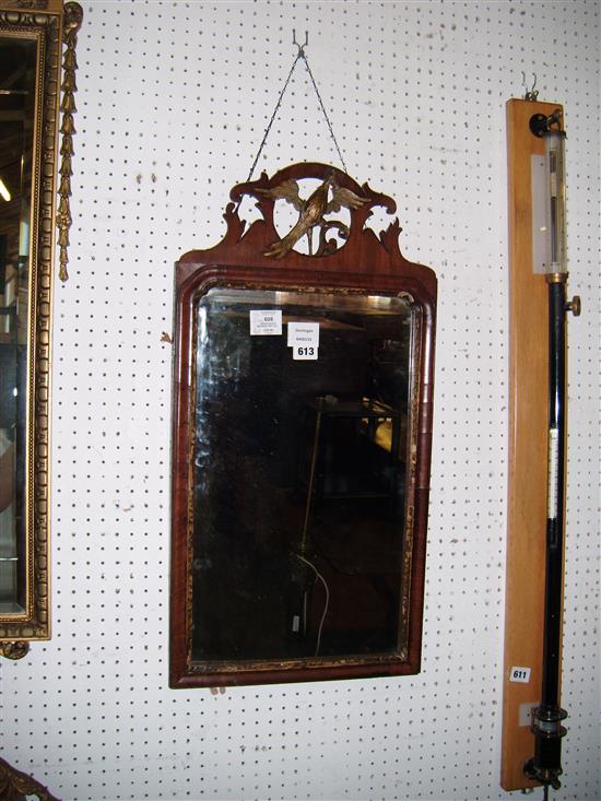 George III style mahogany fret cut wall mirror(-)